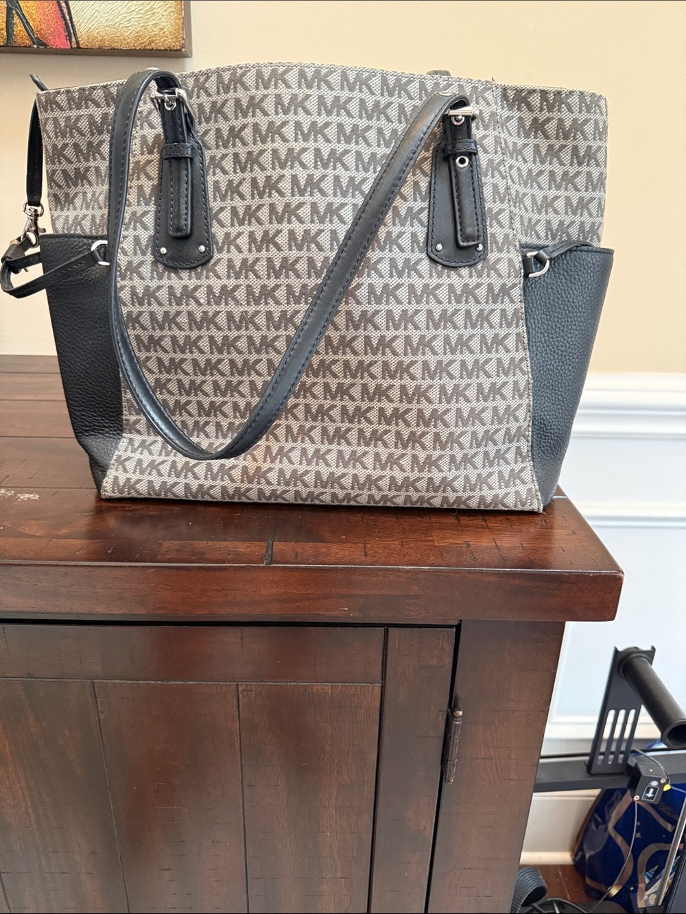 Michael Kors Beige and Brown MK Monogram Tote - Picture 4 of 4
